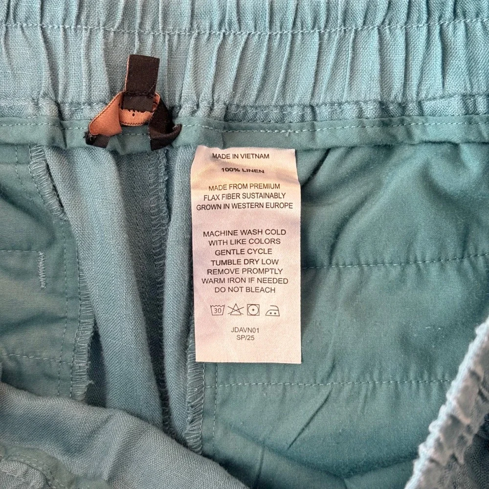 Quince 100% European Linen Wide Leg Blue Drawstring Pants Women XL